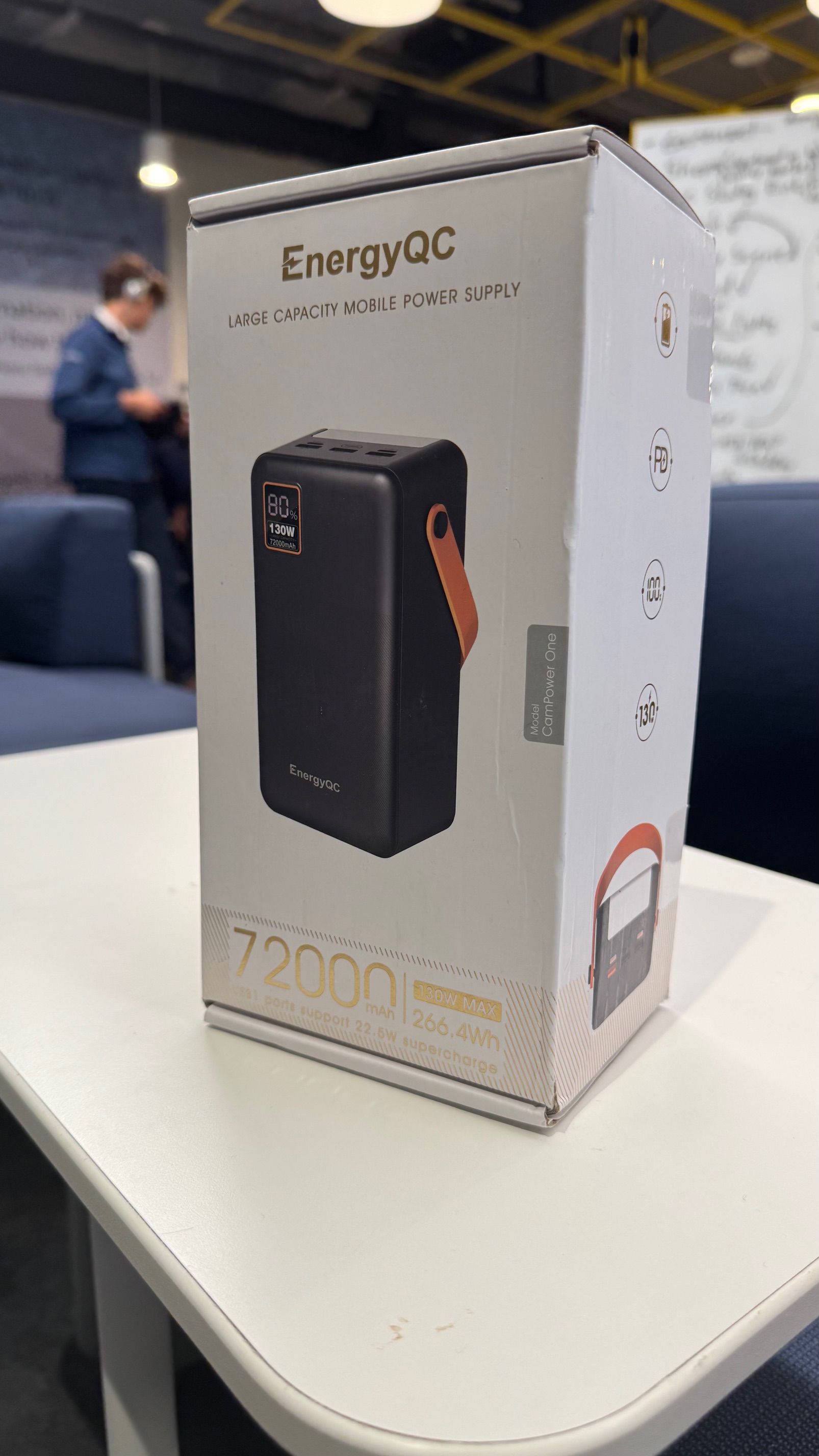 EnergyQC 72000mAh power bank in packaging